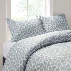 Soho Geo Reversible Duvet Cover Set Gray/White - N Natori -Baxton Studio Store GUEST 29b13d9c de9d 4b8d b819 2a3c7f9786e8