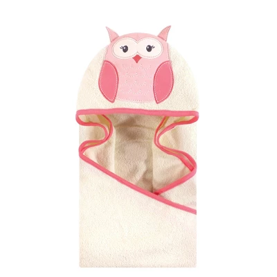Hudson Baby Infant Girl Cotton Animal Hooded Towel, Modern Owl, One Size 3 Hudson Baby Infant Girl Cotton Animal Hooded Towel, Modern Owl, One Size