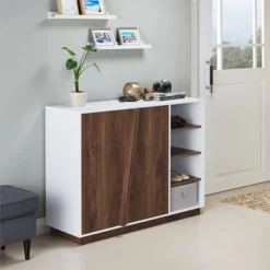 Vega Modern 4-Shelf Wood Shoe Cabinet In White - Furniture Of America