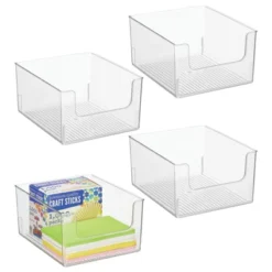 MDesign Open Front Plastic Storage Bin For Cube Furniture, 12" W, 4 Pack - Clear -Baxton Studio Store GUEST 2ac0973b 5699 4bd5 a9c9 fe20af1387aa