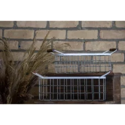 Set Of 2 Oblong Metal & Wood Handled Baskets - Foreside Home & Garden -Baxton Studio Store GUEST 2c21c829 bc17 4971 86c0 f3eb19e56219