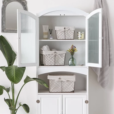 Design Imports Set Of 3 Rustic Bronze Chicken Wire Stone And White Gingham Check Liner Baskets 4 Design Imports Set Of 3 Rustic Bronze Chicken Wire Stone And White Gingham Check Liner Baskets - Image 2