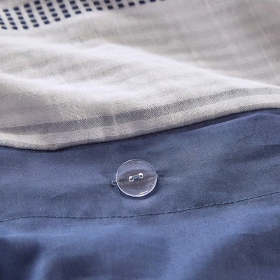 4pc Full/Queen Ansley Striped Organic Cotton Yarn Dyed Comforter Cover Set Indigo - Clean Spaces 9 4pc Full/Queen Ansley Striped Organic Cotton Yarn Dyed Comforter Cover Set Indigo - Clean Spaces - Image 7