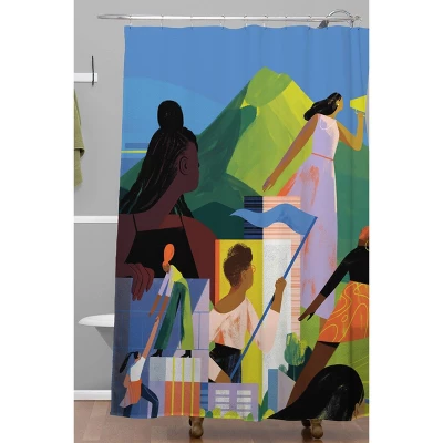 Sara Wong Women Empowering Women Shower Curtain Blue - Deny Designs 3 Sara Wong Women Empowering Women Shower Curtain Blue - Deny Designs