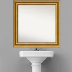 32" X 32" Non-Beveled Parlor Bathroom Wall Mirror Gold - Amanti Art -Baxton Studio Store GUEST 2e827180 d885 4213 ac91 0e1297ee3c35