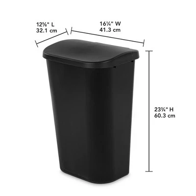 Sterilite 11.3 Gallon D Shape Flat Side Lift Top Lid Wastebasket Trash Can For Kitchen, Home Office, And Garage, Or Workspace, Black (12 Pack) 5 Sterilite 11.3 Gallon D Shape Flat Side Lift Top Lid Wastebasket Trash Can For Kitchen, Home Office, And Garage, Or Workspace, Black (12 Pack) - Image 3