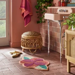 New Products 21 Seasons Go Around Flower Shaped Bath Rug Rose Red - Opalhouse⢠Designed With Jungalowā¢