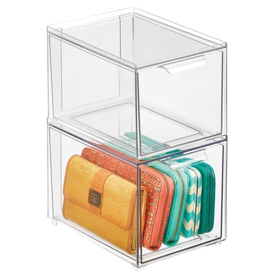 MDesign Stackable Plastic Storage Closet Bin Boxes With Pull-Out Drawers 11 MDesign Stackable Plastic Storage Closet Bin Boxes With Pull-Out Drawers - Image 9