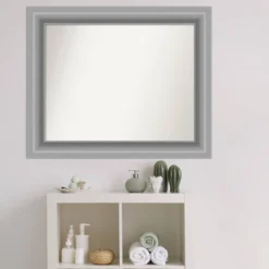 34" X 28" Non-Beveled Peak Polished Nickel Bathroom Wall Mirror - Amanti Art -Baxton Studio Store GUEST 2fc1b2bf faec 4032 8dc7 0771046adabe