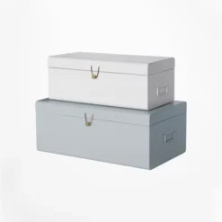 American Atelier Daven Decorative Metal Box Trunks, Set Of 2, Vintage Style Storage W/ Loop Closures, Space Saving Organizer For Home 14 American Atelier Daven Decorative Metal Box Trunks, Set Of 2, Vintage Style Storage W/ Loop Closures, Space Saving Organizer For Home -Baxton Studio Store GUEST 321b0efb 2916 49c9 be45 2bdbef206116