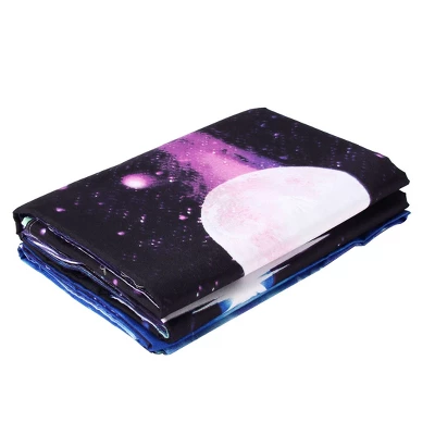 PiccoCasa Polyester Galaxy Sky Cosmos Night Pattern 3D Printed Duvet Cover Set With 2 Pillowcases 4 Pcs Queen Dark Purple 8 PiccoCasa Polyester Galaxy Sky Cosmos Night Pattern 3D Printed Duvet Cover Set With 2 Pillowcases 4 Pcs Queen Dark Purple - Image 6