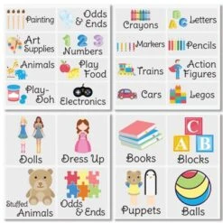 MDesign Small Plastic Stacking Organizer Toy Bin Box, 4 Pack + 32 Labels -Baxton Studio Store GUEST 33ee6f86 e598 46f8 b5b9 e7eaf6f44211