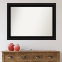 44" X 33" Non-Beveled Parlor Bathroom Wall Mirror Black - Amanti Art -Baxton Studio Store GUEST 33f4d4d1 8a55 4648 ade0 74813edb5b8d