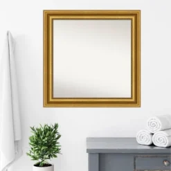 32" X 32" Non-Beveled Parlor Bathroom Wall Mirror Gold - Amanti Art -Baxton Studio Store GUEST 34892507 7bab 4496 83ae 6b8a98059264