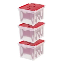 IRIS USA Ornament Storage Box, Plastic Organization Container Bin, Clear/Red -Baxton Studio Store GUEST 3542f780 434c 4b09 b133 9a7ba67a3063