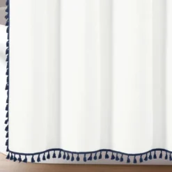 72"x72" Boho Melora Tassel Yarn Dyed Eco-Friendly Recycled Cotton Shower Curtain Navy - Lush Décor 7 72"x72" Boho Melora Tassel Yarn Dyed Eco-Friendly Recycled Cotton Shower Curtain Navy - Lush Décor -Baxton Studio Store GUEST 3558e670 f3d4 4683 8994 e9dd4c43e7fb