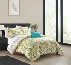 Chic Home Blaire 8 Piece Comforter Set Reversible Hand Painted Floral Print Design Bed In A Bag Bedding Multi-color