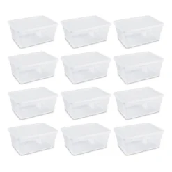 Sterilite 16 Qt Clear Plastic Secure Latching Storage Containers, 12 Pack & 6 Quart Lidded Storage Tote For Home And Office Organization, 24 Pack -Baxton Studio Store GUEST 36321c09 0f71 477d 8bf9 f9eb8f36ed93