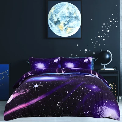 PiccoCasa Polyester Galaxy Sky Cosmos Night Pattern 3D Printed Duvet Cover Set With 2 Pillowcases 4 Pcs Queen Dark Purple 3 PiccoCasa Polyester Galaxy Sky Cosmos Night Pattern 3D Printed Duvet Cover Set With 2 Pillowcases 4 Pcs Queen Dark Purple