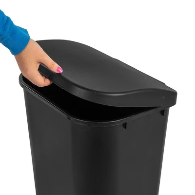 Sterilite 11.3 Gallon D Shape Flat Side Lift Top Lid Wastebasket Trash Can For Kitchen, Home Office, And Garage, Or Workspace, Black (12 Pack) 6 Sterilite 11.3 Gallon D Shape Flat Side Lift Top Lid Wastebasket Trash Can For Kitchen, Home Office, And Garage, Or Workspace, Black (12 Pack) - Image 4