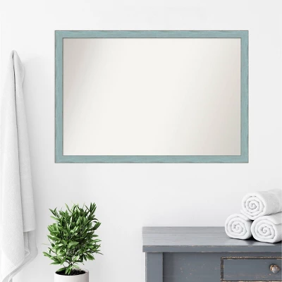 38" X 26" Non-Beveled Sky Blue Rustic Wood Bathroom Wall Mirror - Amanti Art 8 38" X 26" Non-Beveled Sky Blue Rustic Wood Bathroom Wall Mirror - Amanti Art - Image 6