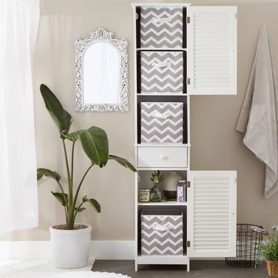 Set Of 4 11" X 11" X 11" Nonwoven Polyester Square Storage Chevron Cube Gray - Design Imports 5 Set Of 4 11" X 11" X 11" Nonwoven Polyester Square Storage Chevron Cube Gray - Design Imports - Image 3