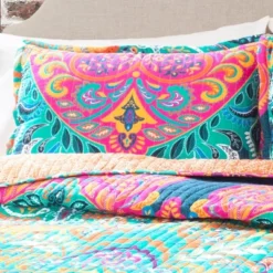 Boho Chic Quilt Set Turquoise/Navy - Lush Décor