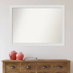 42" X 31" Non-Beveled Flair Narrow Bathroom Wall Mirror Soft White - Amanti Art -Baxton Studio Store GUEST 3a6ad3ce d9fd 47ca 9255 87ce6f062b71