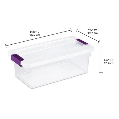 Sterilite 6 Quart Plastic ClearView Multipurpose Stacking Storage Container Tote With Secure Latching Lid For Home And Office Organization 5 Sterilite 6 Quart Plastic ClearView Multipurpose Stacking Storage Container Tote With Secure Latching Lid For Home And Office Organization - Image 3