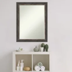 Amanti Art Bark Rustic Char Narrow Petite Bevel Bathroom Wall Mirror 27.5 X 21.5 In. -Baxton Studio Store GUEST 3bfbccbd 6bae 4765 80b1 971919f039d7