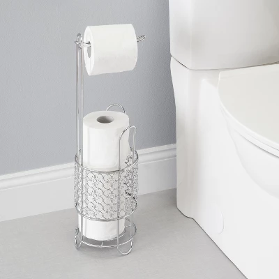 Home Basics Free Standing Dispensing Toilet Paper Holder, Chrome 6 Home Basics Free Standing Dispensing Toilet Paper Holder, Chrome - Image 4