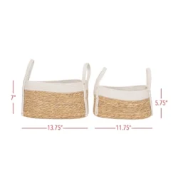 Set Of 2 Oblong Handled Baskets Seagrass & White Cotton Rope By Foreside Home & Garden -Baxton Studio Store GUEST 3c30a975 14a2 4154 a110 d7851f5725e2