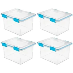 Sterilite 32 Quart Stackable Clear Plastic Storage Tote Container With Blue Gasket Latching Lid For Home And Office Organization, Clear -Baxton Studio Store GUEST 3c663191 cf42 482e 8645 59c76d874562