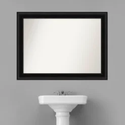 44" X 33" Non-Beveled Parlor Bathroom Wall Mirror Black - Amanti Art -Baxton Studio Store GUEST 3c9a5d19 a25a 419f ba62 ad03cb8bb253