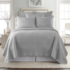 Baxton Studio Store 29 Cross Stitch Grey Solid Euro Shams - Set Of 2 - Levtex Home