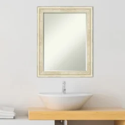 Amanti Art Country White Wash Petite Bevel Wood Bathroom Wall Mirror 28.5 X 22.5 In. -Baxton Studio Store GUEST 3deda989 611b 4330 98f8 1054a0c2c351