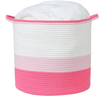 Midlee Pink Toys Cotton Rope Basket- 3 Tone- Nursery Dog Kids Baby Woven Storage Bin Organizer 4 Midlee Pink Toys Cotton Rope Basket- 3 Tone- Nursery Dog Kids Baby Woven Storage Bin Organizer - Image 2