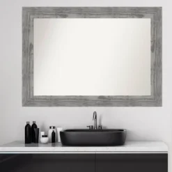 42" X 30" Non-Beveled Bridge Wood Bathroom Wall Mirror Gray - Amanti Art -Baxton Studio Store GUEST 3fbc4755 e988 4400 b339 6c84c2d4454c