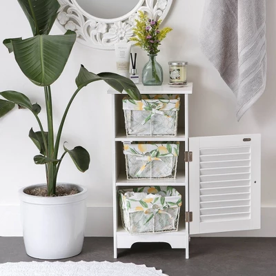 Design Imports Set Of 3 S Antique White Chicken Wire Lemon Print Liner Baskets 6 Design Imports Set Of 3 S Antique White Chicken Wire Lemon Print Liner Baskets - Image 4