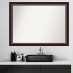 42" X 31" Non-Beveled Signore Bronze Wood Bathroom Wall Mirror - Amanti Art -Baxton Studio Store GUEST 40ef7add ba24 475e 8918 f79ac15fe4db