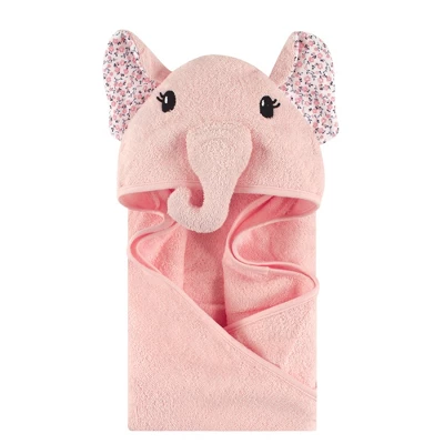Little Treasure Baby Girl Cotton Animal Face Hooded Towel, Floral Elephant, One Size 3 Little Treasure Baby Girl Cotton Animal Face Hooded Towel, Floral Elephant, One Size