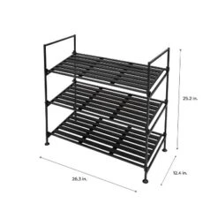 Organize It All 3 Tier Shoe Rack Resin Collection -Baxton Studio Store GUEST 42d3eec6 e819 4b21 aa0d 494676c9ce62