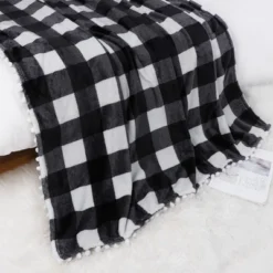 PiccoCasa Plaid Throw Blanket With Pom Poms Tartan Checkered Fleece Blanket 12 PiccoCasa Plaid Throw Blanket With Pom Poms Tartan Checkered Fleece Blanket -Baxton Studio Store GUEST 4309d4af 932d 4869 b34c 27ed45c9b7fc
