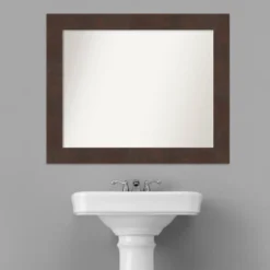 33" X 27" Non-Beveled Wildwood Brown Bathroom Wall Mirror - Amanti Art 16 33" X 27" Non-Beveled Wildwood Brown Bathroom Wall Mirror - Amanti Art -Baxton Studio Store GUEST 4381fbd1 8f1d 414d b616 e555049e8817