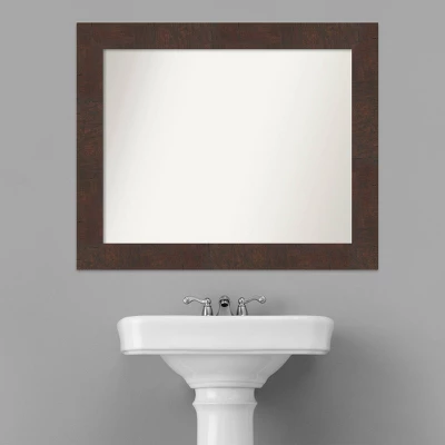 33" X 27" Non-Beveled Wildwood Brown Bathroom Wall Mirror - Amanti Art 9 33" X 27" Non-Beveled Wildwood Brown Bathroom Wall Mirror - Amanti Art - Image 7