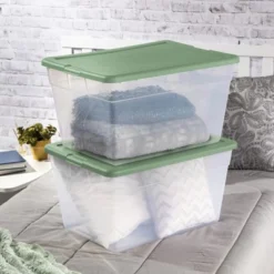 Sterilite Stackable 56 Quart Storage Tote Organizing Home And Office Containers With Secure Latching Lid And Built In Handles, (8 Pack) -Baxton Studio Store GUEST 43c5207b d2ff 47cb ba3d e97bcf02e9d1