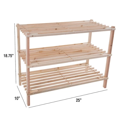 Hastings Home 3-Tier Wooden Shoe Rack - Organizes Up To 9-Pairs - Light Woodgrain 3 Hastings Home 3-Tier Wooden Shoe Rack - Organizes Up To 9-Pairs - Light Woodgrain
