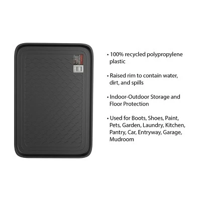 All Weather Boot Tray - Medium Water Resistant Plastic Utility Shoe Mat For Indoor And Outdoor Use In All Seasons By Stalwart (Set Of Two, Dark Grey) 4 All Weather Boot Tray - Medium Water Resistant Plastic Utility Shoe Mat For Indoor And Outdoor Use In All Seasons By Stalwart (Set Of Two, Dark Grey) - Image 2