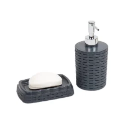 Square Premium Wicker Look Wastepaper Basket And Toilet Brush Set Gray - Mind Reader -Baxton Studio Store GUEST 44e65ccb c1e6 4a44 8a2a 0cf45a05e3d9
