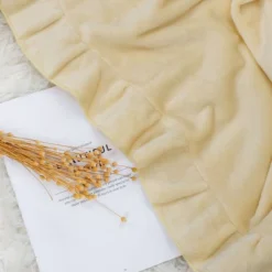 PiccoCasa Flannel Fleece Luxury Sofa With Ruffle Trim Lightweight Plush Microfiber Solid Blanket -Baxton Studio Store GUEST 45108266 c8fe 4de4 8b02 3183fa271428